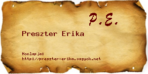 Preszter Erika névjegykártya